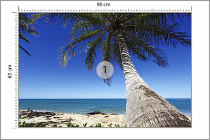 Fototapeta Plaża Ocean Palmy Pochylona Palma 90 × 60 cm – podgląd kadru