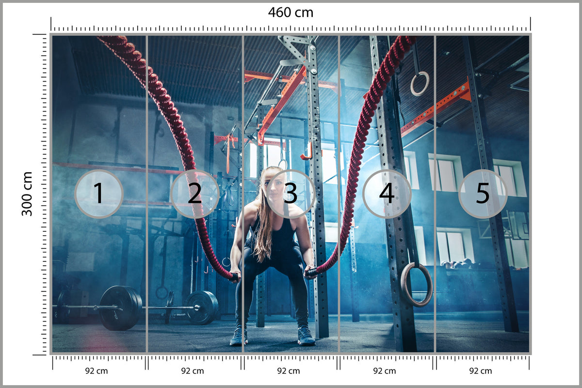 Fototapeta Mężczyzna Podczas Treningu Z Linami 460 × 300 cm – podgląd kadru