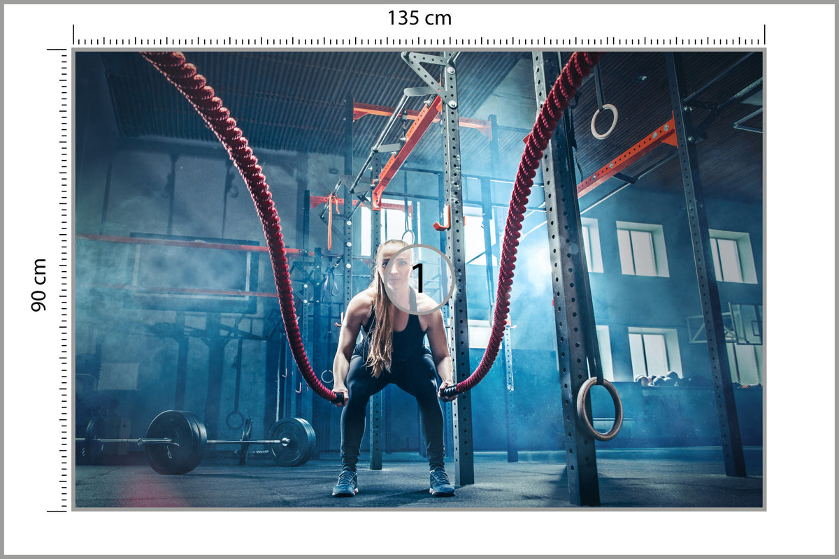 Fototapeta Mężczyzna Podczas Treningu Z Linami 135 × 90 cm – podgląd kadru
