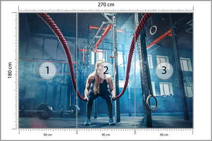 Fototapeta Mężczyzna Podczas Treningu Z Linami 270 × 180 cm – podgląd kadru