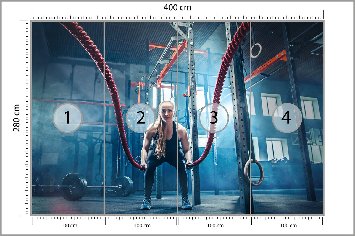 Fototapeta Mężczyzna Podczas Treningu Z Linami 400 × 280 cm – podgląd kadru