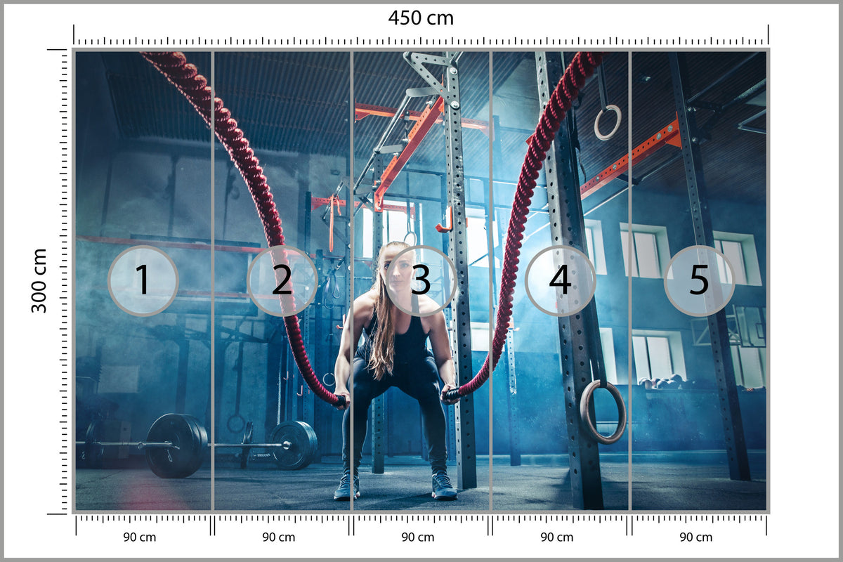 Fototapeta Mężczyzna Podczas Treningu Z Linami 450 × 300 cm – podgląd kadru
