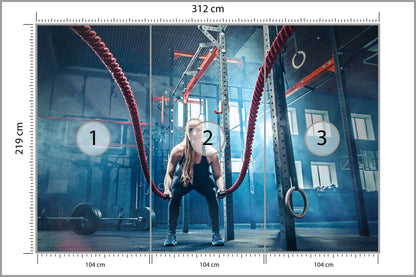 Fototapeta Mężczyzna Podczas Treningu Z Linami 312 × 219 cm – podgląd kadru