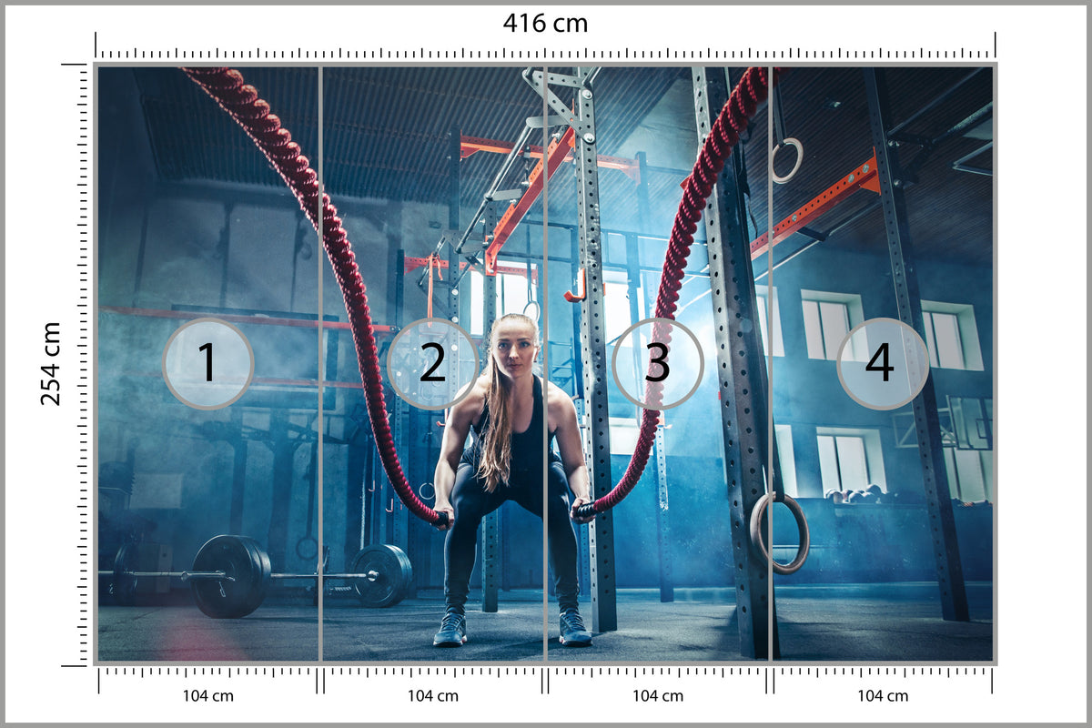Fototapeta Mężczyzna Podczas Treningu Z Linami 416 × 254 cm – podgląd kadru