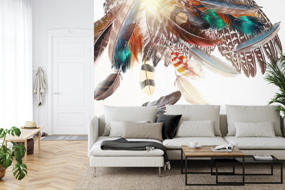 Fototapeta Piórka W Stylu Boho – aranżacja wnętrza