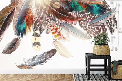 Fototapeta Piórka W Stylu Boho – aranżacja wnętrza