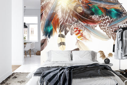 Fototapeta Piórka W Stylu Boho – aranżacja wnętrza