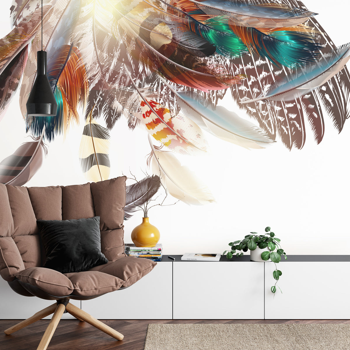 Fototapeta Piórka W Stylu Boho – aranżacja wnętrza