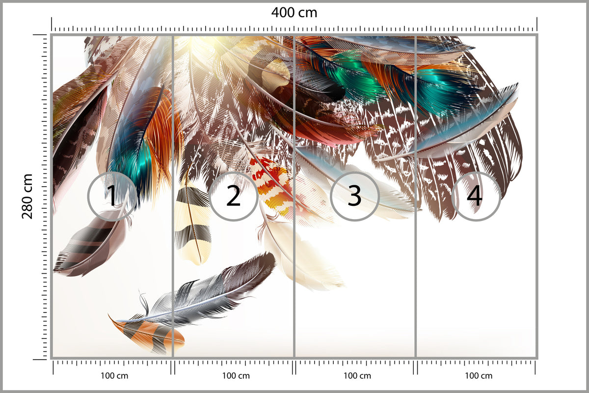 Fototapeta Piórka W Stylu Boho 400 × 280 cm – podgląd kadru