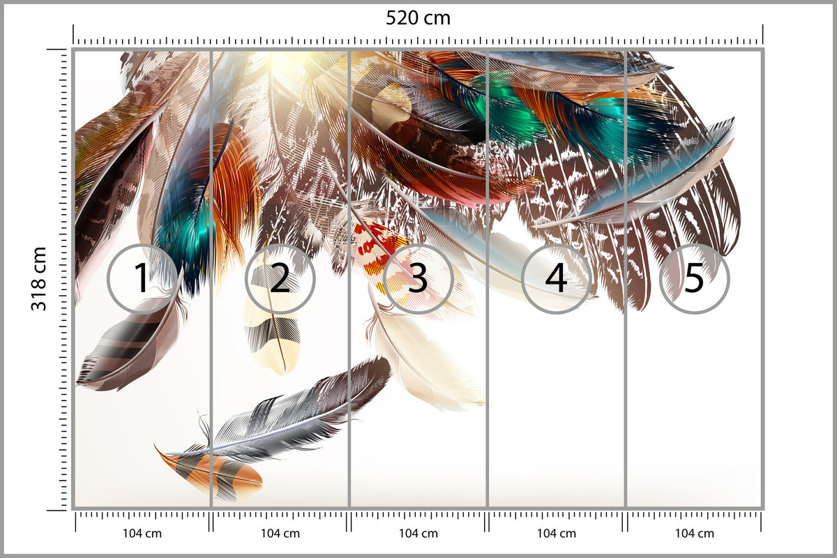 Fototapeta Piórka W Stylu Boho 520 × 318 cm – podgląd kadru