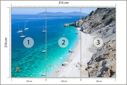 Fototapeta Plaża Morze Skały Turkusowa Zatoka 315 × 210 cm – podgląd kadru