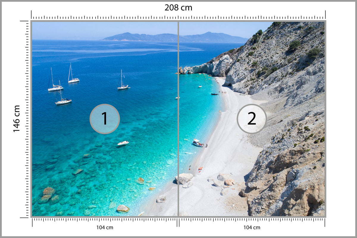 Fototapeta Plaża Morze Skały Turkusowa Zatoka 208 × 146 cm – podgląd kadru