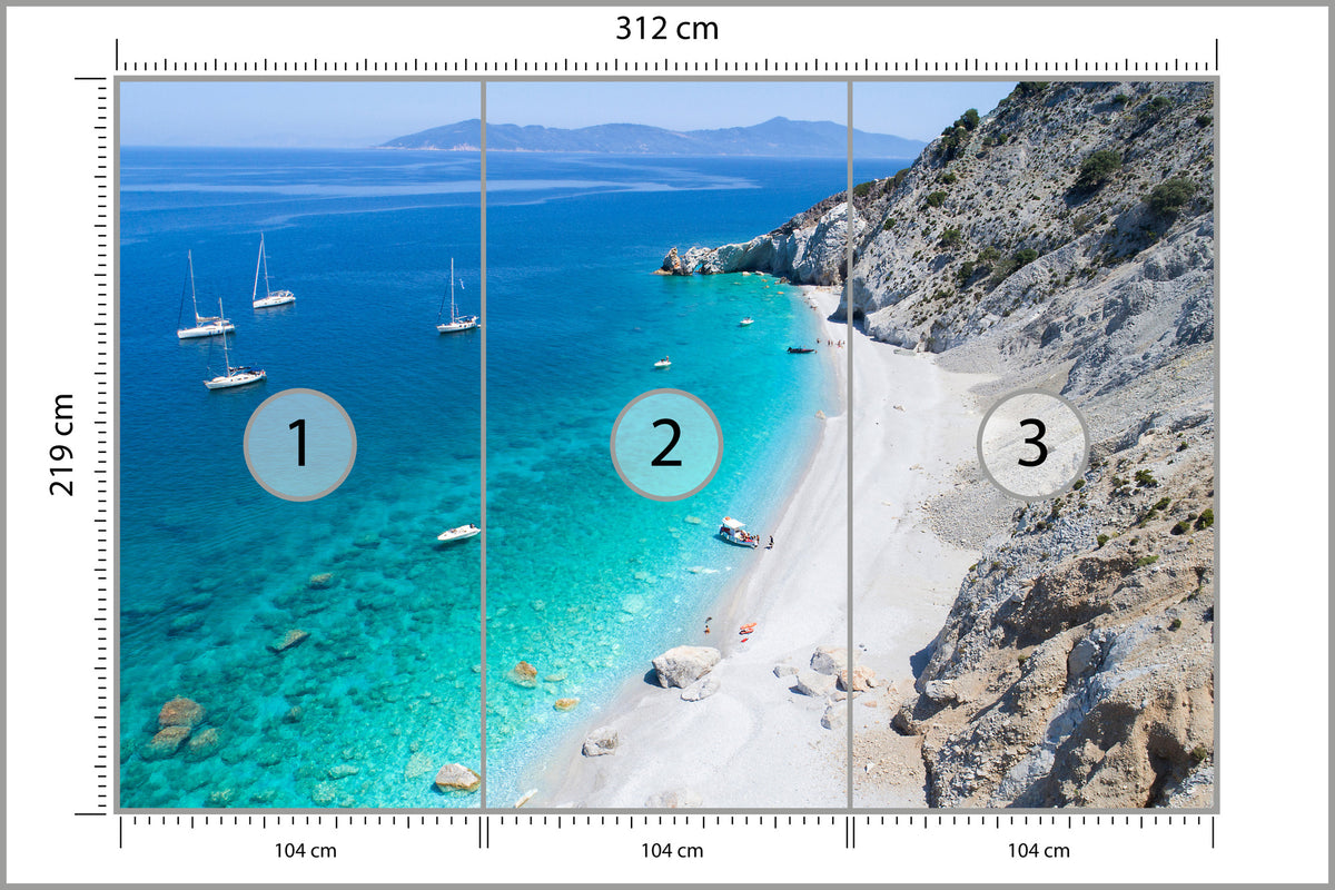 Fototapeta Plaża Morze Skały Turkusowa Zatoka 312 × 219 cm – podgląd kadru