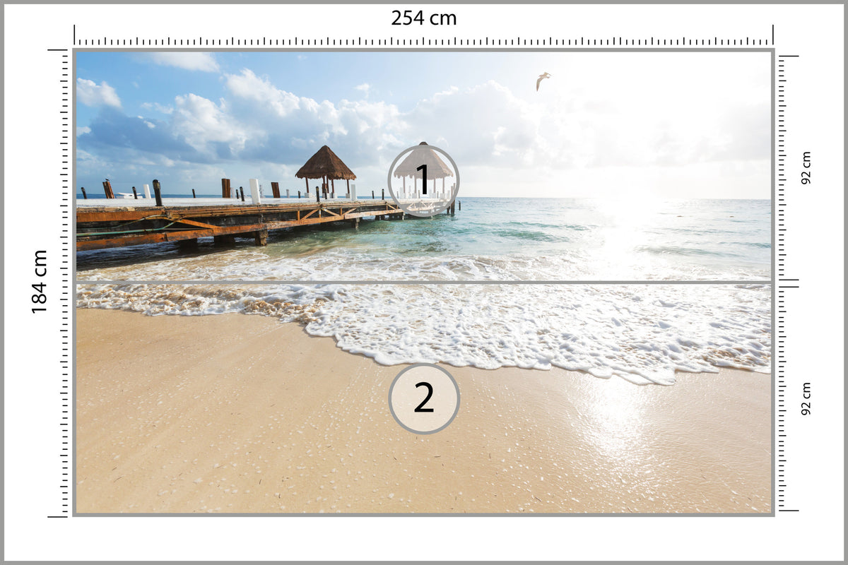 Fototapeta Plaża Słońce Pomost Tropikalny 254 × 184 cm – podgląd kadru