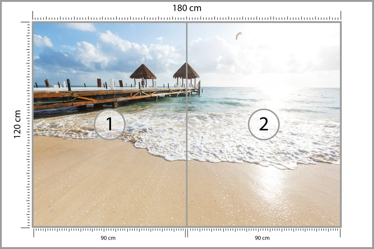 Fototapeta Plaża Słońce Pomost Tropikalny 180 × 120 cm – podgląd kadru