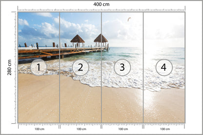 Fototapeta Plaża Słońce Pomost Tropikalny 400 × 280 cm – podgląd kadru