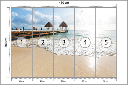 Fototapeta Plaża Słońce Pomost Tropikalny 450 × 300 cm – podgląd kadru