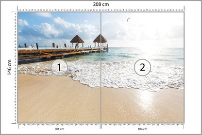 Fototapeta Plaża Słońce Pomost Tropikalny 208 × 146 cm – podgląd kadru