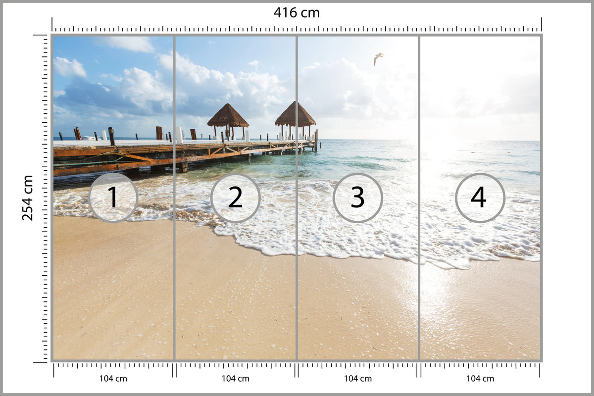 Fototapeta Plaża Słońce Pomost Tropikalny 416 × 254 cm – podgląd kadru