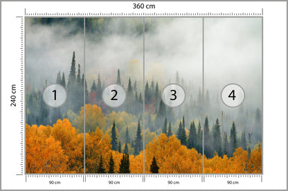 Fototapeta Mgła Nad Jesiennym Lasem 360 × 240 cm – podgląd kadru