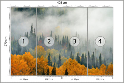 Fototapeta Mgła Nad Jesiennym Lasem 405 × 270 cm – podgląd kadru