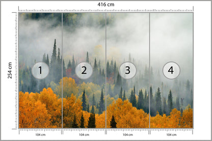 Fototapeta Mgła Nad Jesiennym Lasem 416 × 254 cm – podgląd kadru