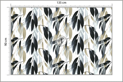 Fototapeta Liście Do Salonu Ciemna Zieleń I Szarość 135 × 90 cm – podgląd kadru
