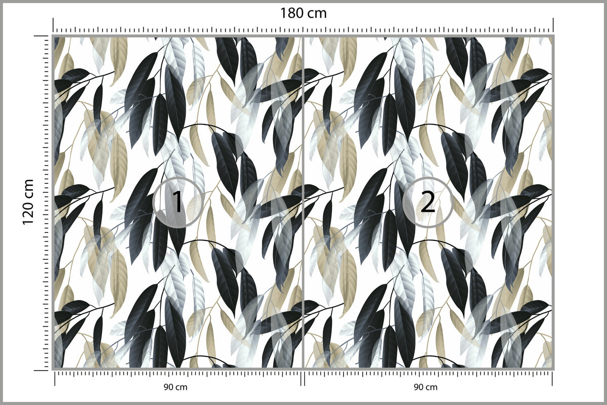 Fototapeta Liście Do Salonu Ciemna Zieleń I Szarość 180 × 120 cm – podgląd kadru
