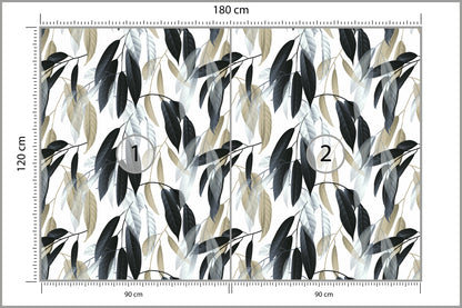 Fototapeta Liście Do Salonu Ciemna Zieleń I Szarość 180 × 120 cm – podgląd kadru