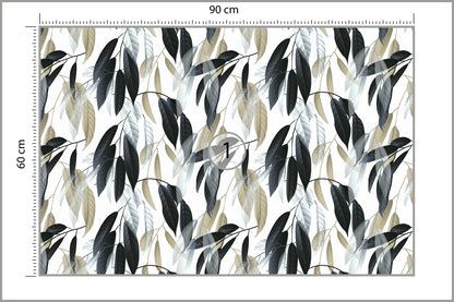 Fototapeta Liście Do Salonu Ciemna Zieleń I Szarość 90 × 60 cm – podgląd kadru