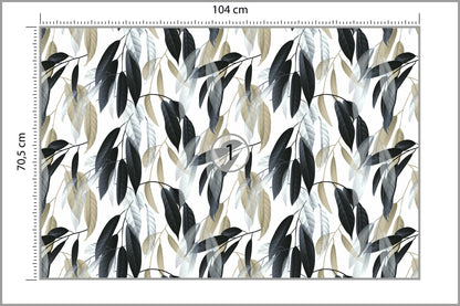 Fototapeta Liście Do Salonu Ciemna Zieleń I Szarość 104 × 70,5 cm – podgląd kadru