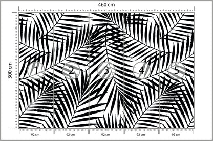 Fototapeta Liście Palmowe Czarno-Białe 460 × 300 cm – podgląd kadru