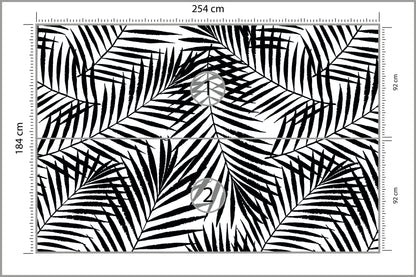 Fototapeta Liście Palmowe Czarno-Białe 254 × 184 cm – podgląd kadru