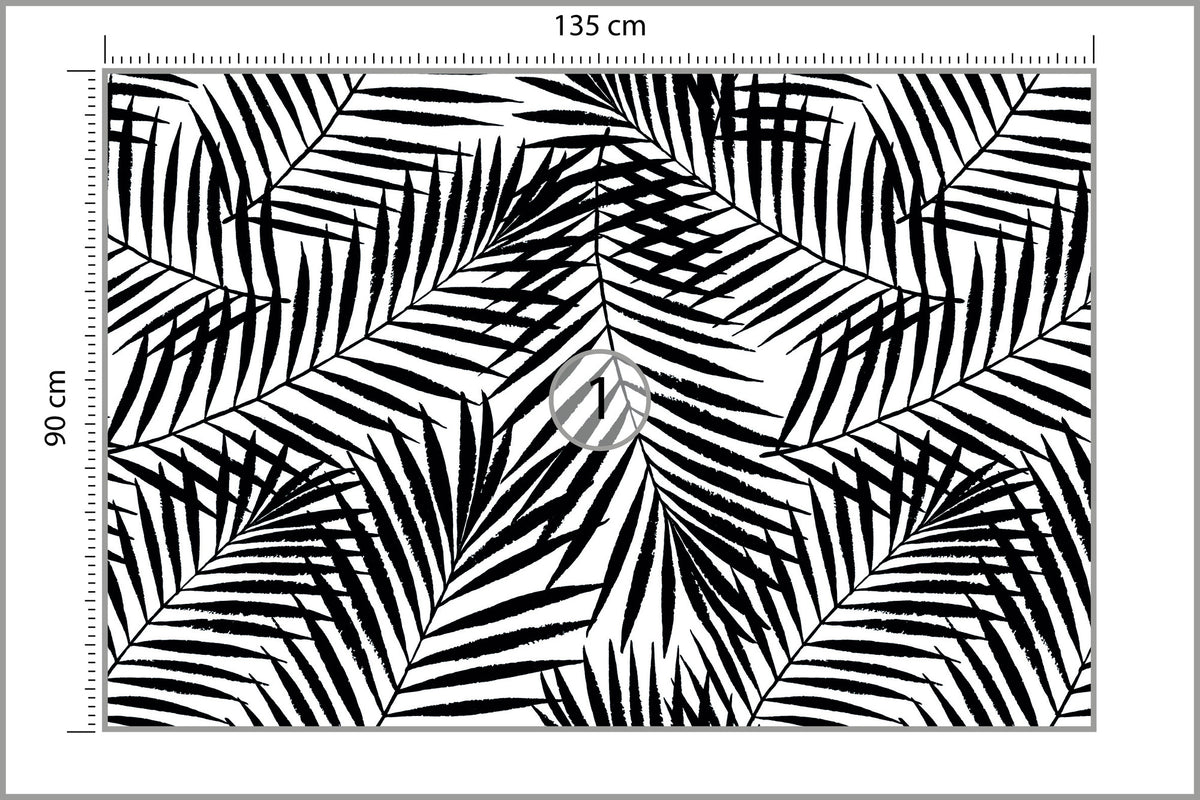Fototapeta Liście Palmowe Czarno-Białe 135 × 90 cm – podgląd kadru