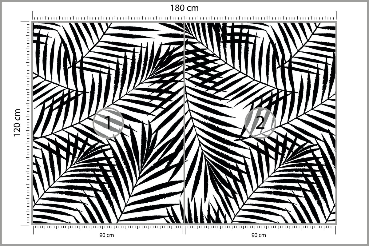 Fototapeta Liście Palmowe Czarno-Białe 180 × 120 cm – podgląd kadru