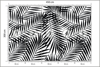 Fototapeta Liście Palmowe Czarno-Białe 450 × 300 cm – podgląd kadru