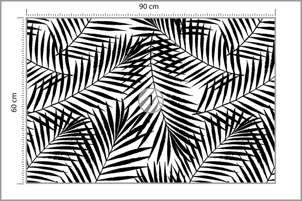 Fototapeta Liście Palmowe Czarno-Białe 90 × 60 cm – podgląd kadru