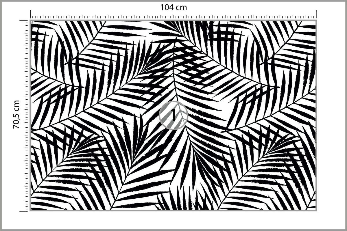 Fototapeta Liście Palmowe Czarno-Białe 104 × 70,5 cm – podgląd kadru