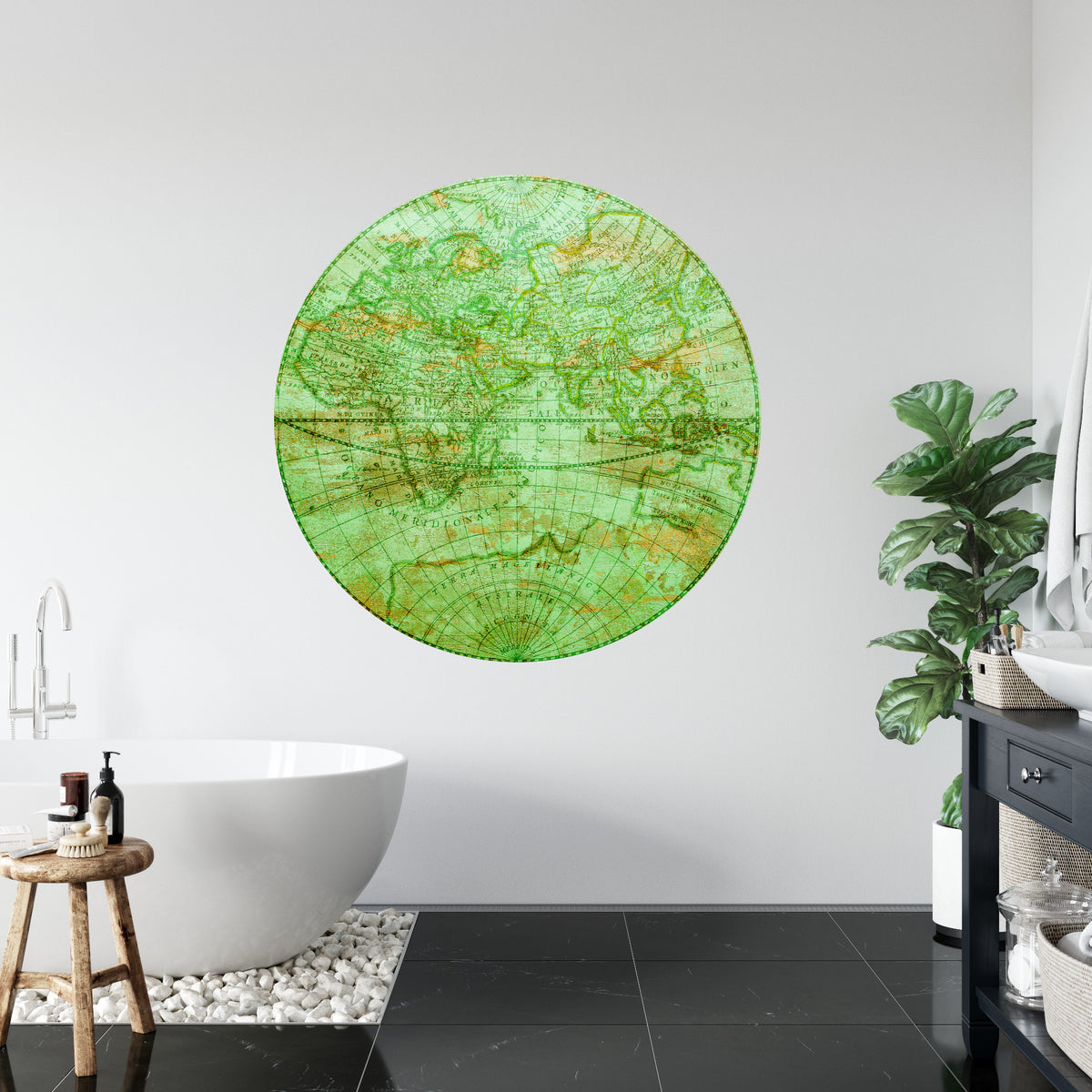 Fototapeta Okrągła Mappa Mundi Wschód – aranżacja wnętrza