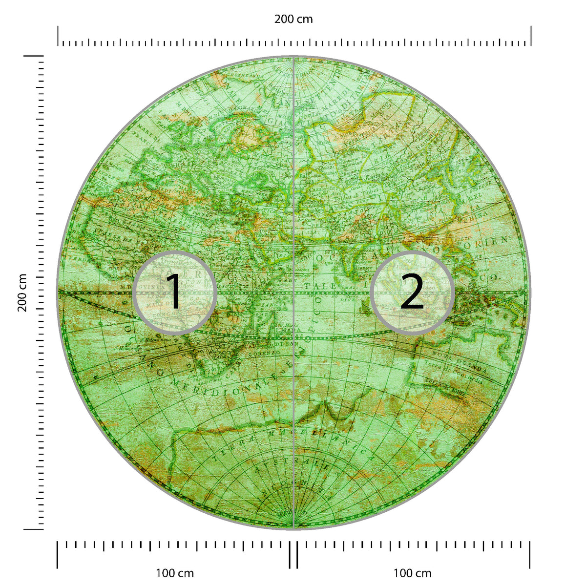 Fototapeta Okrągła Mappa Mundi Wschód średnica 200 cm – podgląd
