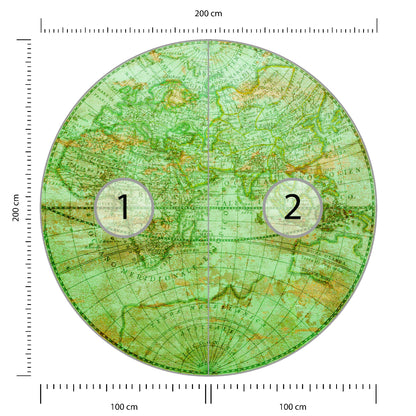 Fototapeta Okrągła Mappa Mundi Wschód średnica 200 cm – podgląd