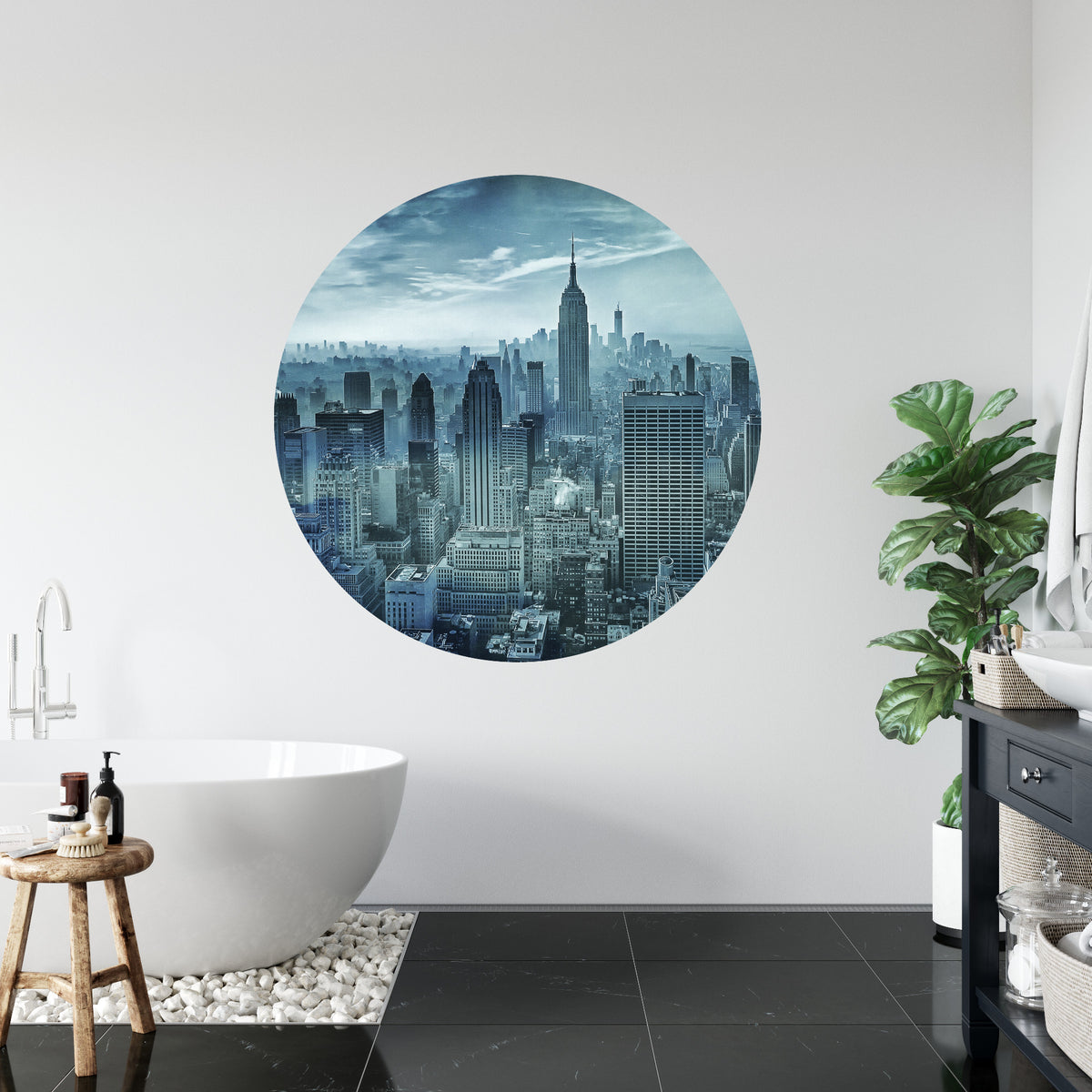 Fototapeta Okrągła Hazy Gotham Autorstwa Stefena Schilbe – aranżacja wnętrza