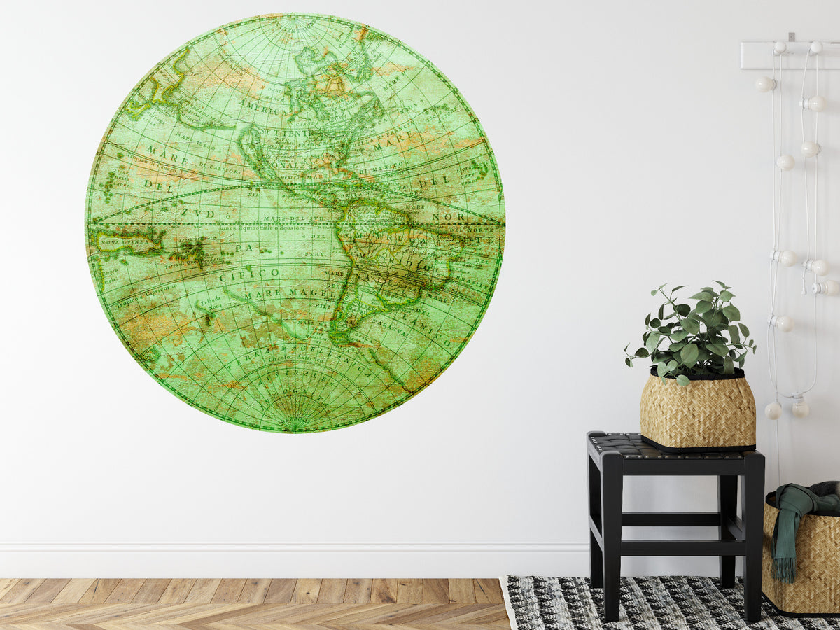 Fototapeta Okrągła Mappa Mundi Zachód – aranżacja wnętrza