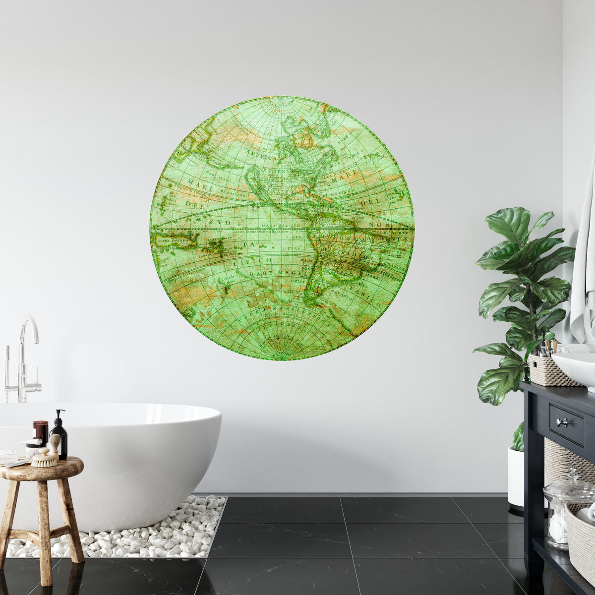 Fototapeta Okrągła Mappa Mundi Zachód – aranżacja wnętrza