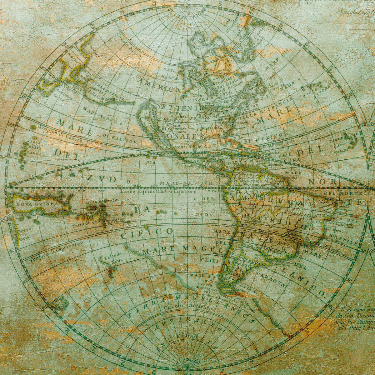 Fototapeta Okrągła Mappa Mundi Zachód – wzór