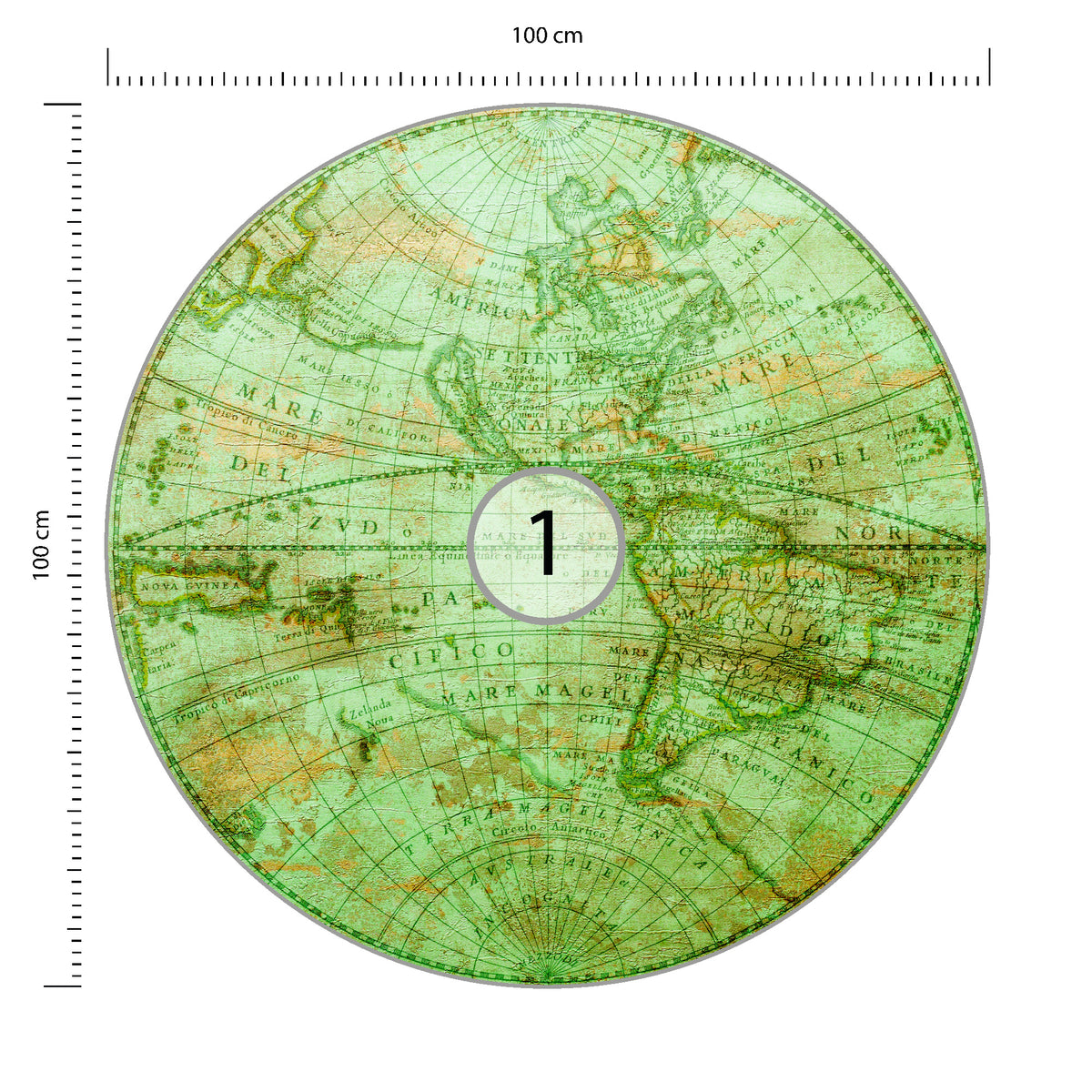 Fototapeta Okrągła Mappa Mundi Zachód średnica 100 cm – podgląd