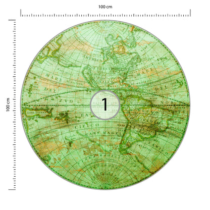Fototapeta Okrągła Mappa Mundi Zachód średnica 100 cm – podgląd
