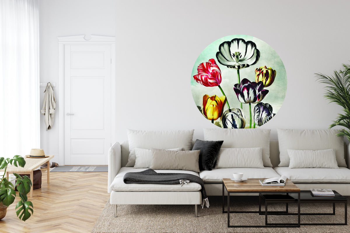 Fototapeta Okrągła Tulipany – aranżacja wnętrza