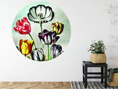 Fototapeta Okrągła Tulipany – aranżacja wnętrza