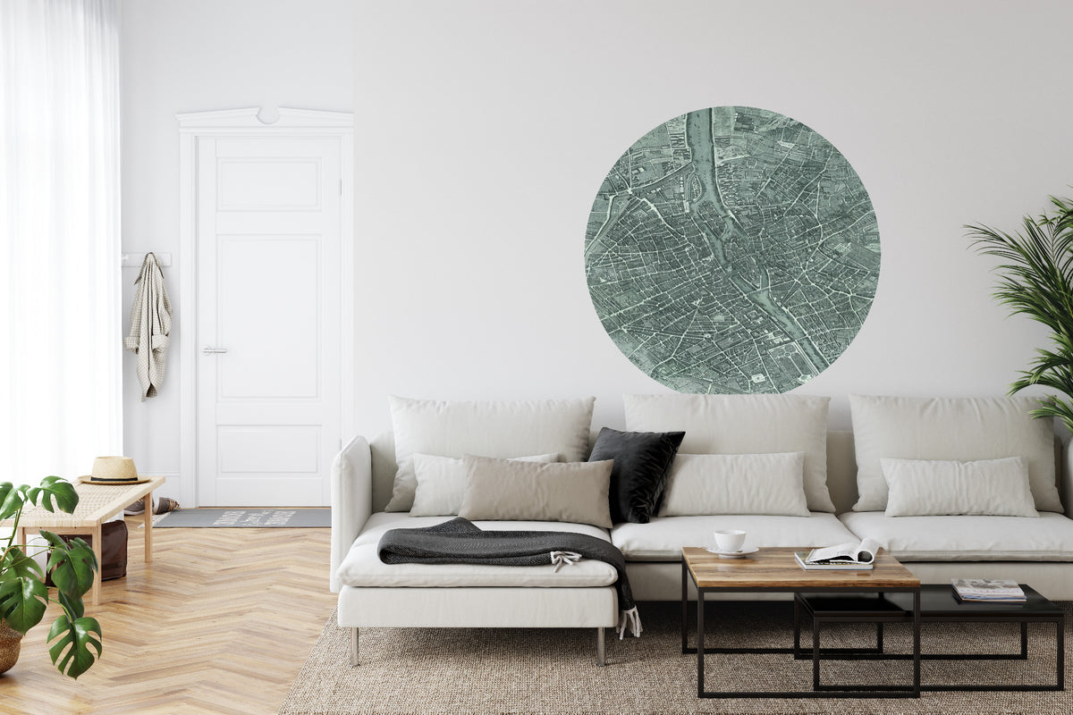 Fototapeta Okrągła Mapa Paryża – aranżacja wnętrza
